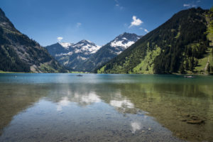 Austria, Tannheim, Bergsee Vilsalpsee in spring Austria, Tannheim, Bergsee Vilsalpsee in spring